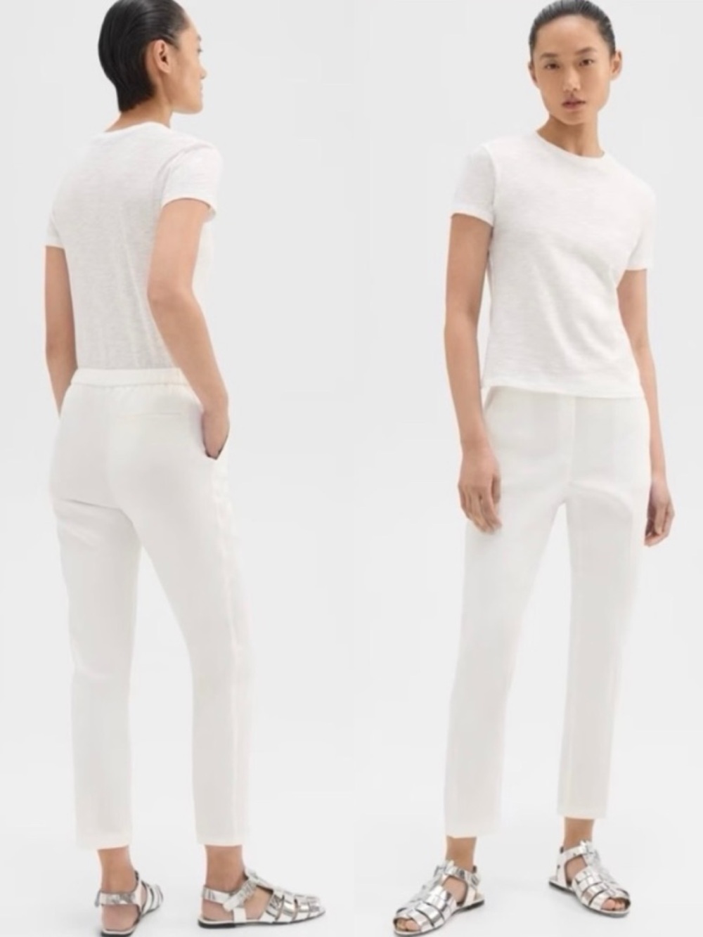 Theory Treeca White Good Linen Pants